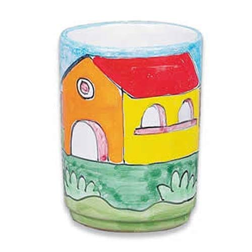 Parrucca Hand Painted Ceramic Village Wine Cup From Italy