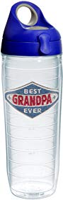 Tervis 1231580 Hallmark - Best Grandpa Denim Tumbler with Emblem and Blue with Gray Lid 24oz Water Bottle, Clear