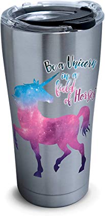 Tervis 1278001 Unicorns Stainless Steel Tumbler with Clear and Black Hammer Lid 20oz, Silver