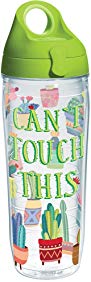 Tervis 1270650 Can't Touch This Cactus Tumbler with Wrap and Lime Green Lid 24oz Water Bottle, Clear