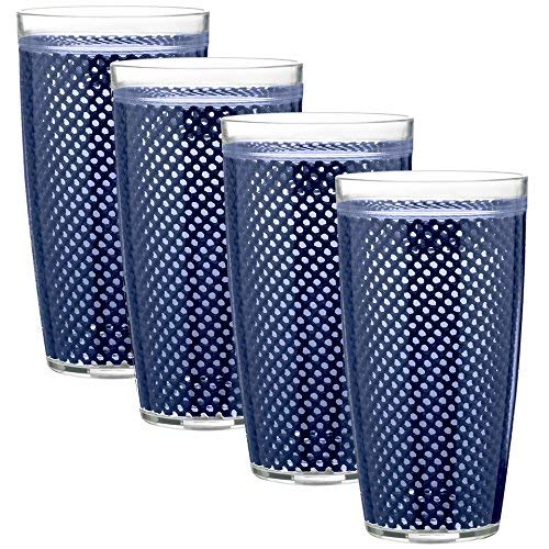 Kraftware The Fishnet Collection Navy Doublewall Drinkware, Set of 4, 22 oz Blue