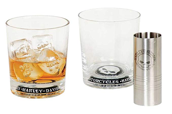 Harley-Davidson Willie G Skull Tumbler Glass Set, 10 oz. Tumblers HDL-18758