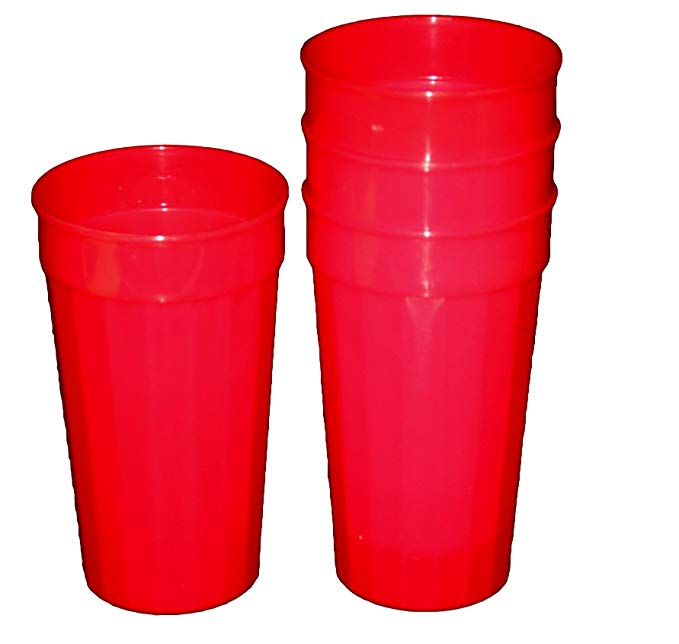 Talisman, Plastic Fluted Drinking Tumblers, Large 32 Ounces, 12 Pack, Red