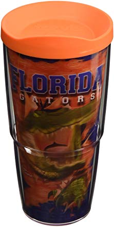 Tervis 1128989 Florida University Wrap Tumbler with Orange Lid, 24 oz, Clear