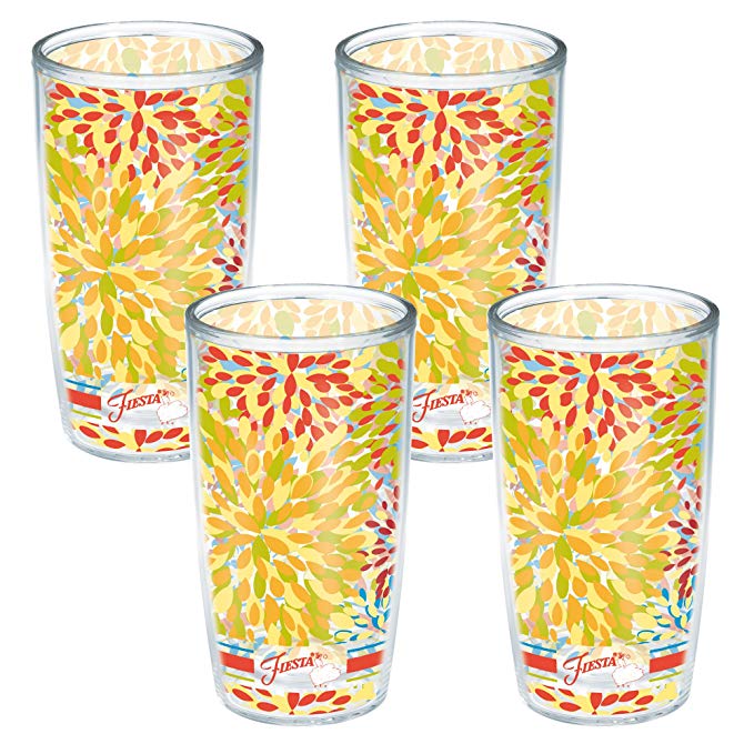 Tervis 01141351 Fiesta Poppy Calypso Tumbler With Lid, 16 oz, Clear