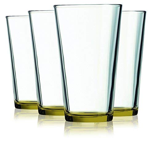 Light Green colored Pint glasses set of 4 with colored accent additional vibrant available