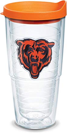 Tervis 1039091 NFL Chicago Bears Bear Tumbler with Emblem and Orange Lid 24oz, Clear