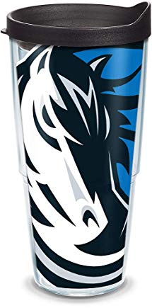 Tervis 1084546 NBA Dallas Mavericks Colossal Tumbler with Wrap and Black Lid 24oz, Clear