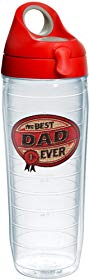 Tervis 1231577 Hallmark - Dad Tumbler with Emblem and Red with Gray Lid 24oz Water Bottle, Clear