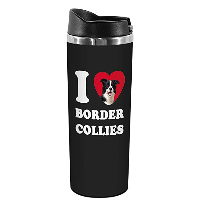 Tree-Free Greetings TT42013 I Heart Border Collies 18-8 Double Wall Stainless Artful Tumbler, 14-Ounce