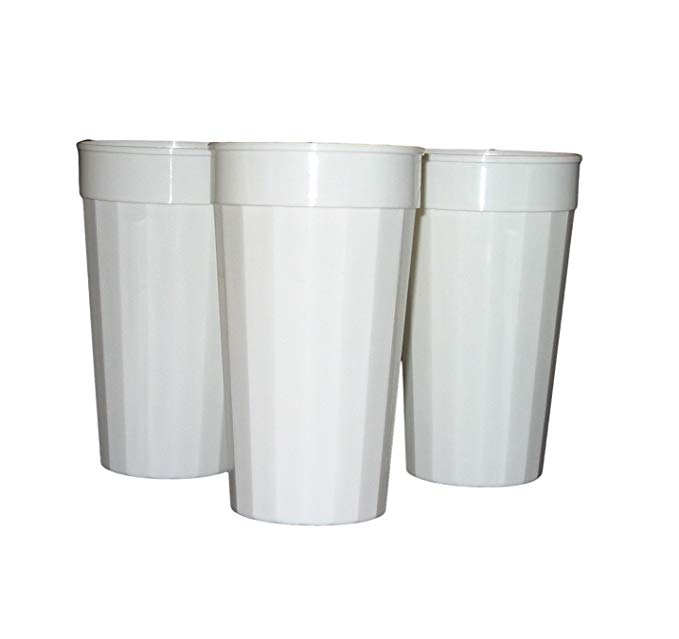 Talisman, Plastic Fluted Drinking Tumblers, Large 32 Ounces, 12 Pack, White