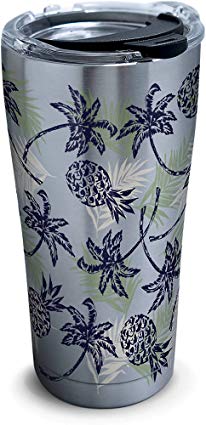 Tervis 1277997 Tropical Getaway Stainless Steel Tumbler with Clear and Black Hammer Lid 20oz, Silver