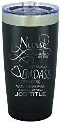 Nurse Badass RN, LPN, LVN Personalized Engraved Insulated Stainless Steel 20 oz Tumbler