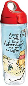 Tervis 1269237 Disney - Winnie the Pooh Adventure Insulated Tumbler with Wrap and Red with Gray Lid 24oz Water Bottle, Clear