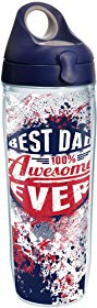 Tervis 1235816 Dad Splatter Tumbler with Wrap and Navy with Gray Lid 24oz Water Bottle, Clear