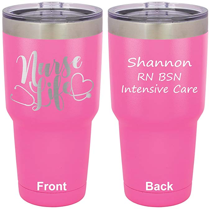 Personalized Nurse Life Tumbler, 30 oz. Tumbler, Customized Tumbler, Nurse Tumbler (Pink)