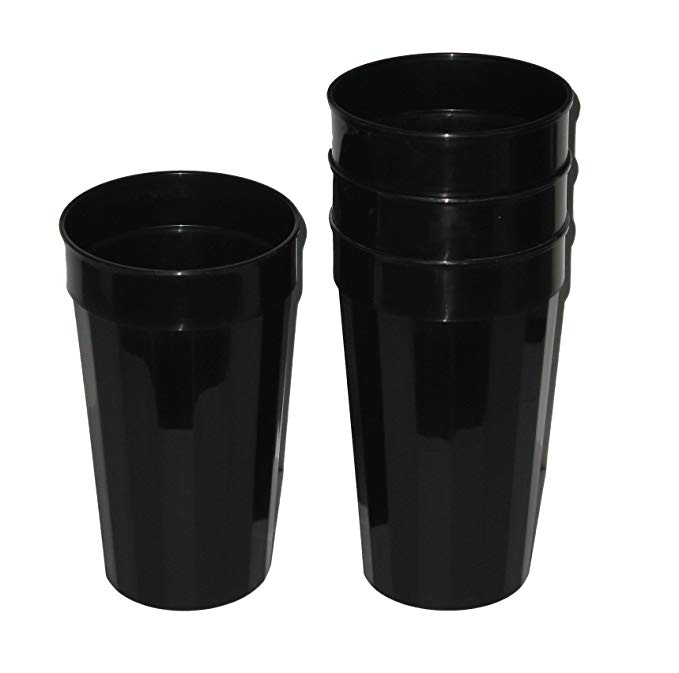 Talisman, Plastic Fluted Drinking Tumblers, Large 32 Ounces, 12 Pack, Black