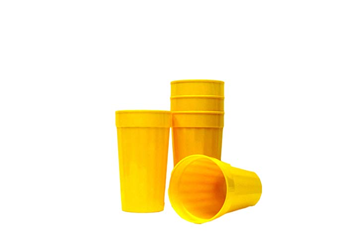 Talisman, Plastic Fluted Drinking Tumblers, Large 32 Ounces, 12 Pack, Yellow