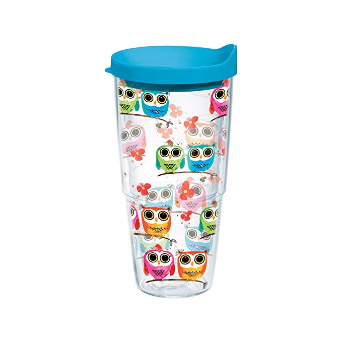 Tervis Multi-Color Owls Wrap Tumbler with Turquoise Lid, 24-Ounce