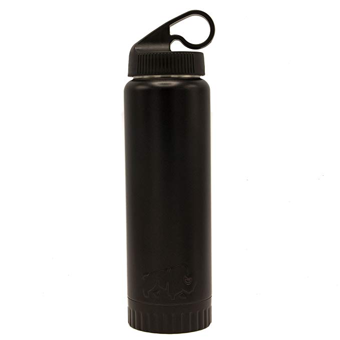 Silver Buffalo Blac NL112096 Double Wall Stainless Water Bottle Tumbler, 20-oz, Matte Black