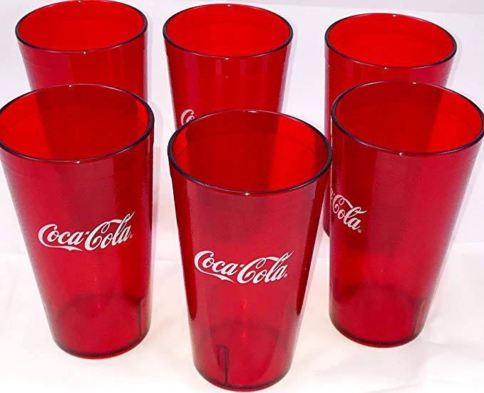 New (6) Coke Coca Cola Restaurant Red Plastic Tumblers Cups 16oz Carlisle