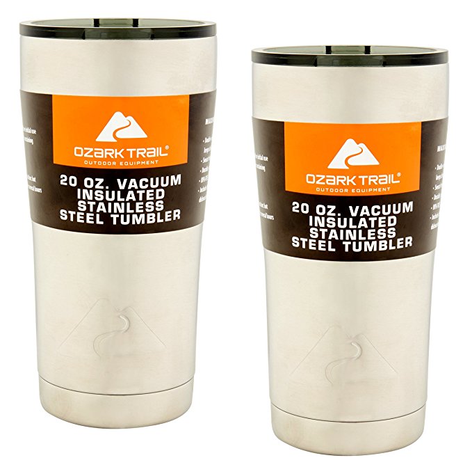 Ozark Trail 20-Ounce Double-Wall, Vacuum-Sealed Tumbler (2, Stainless Steel)