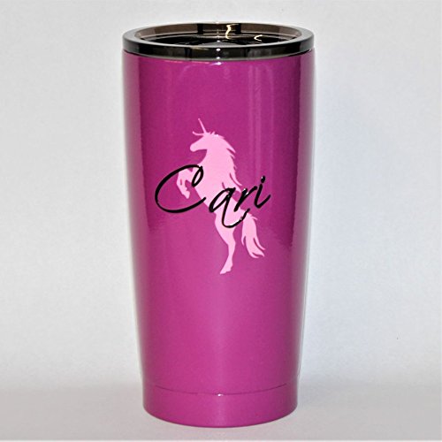 Personalized Powder Coated Tumbler, Mug, or Wine Glass. Unicorn and Name Decal. Customize the Mug Color, Size, Decal. Perfect for gift giving.