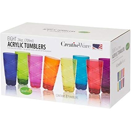 Circus 24-Ounce Multi-Colored Tumbler Set, Set of 8