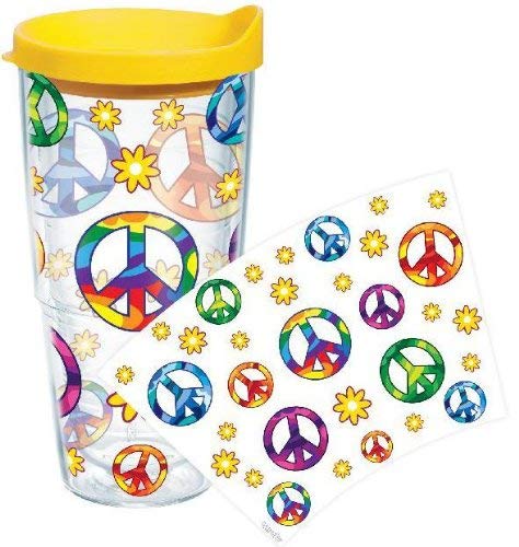 Tervis Tumbler Peace Sign Flowers Wrap 24oz with Travel Lid