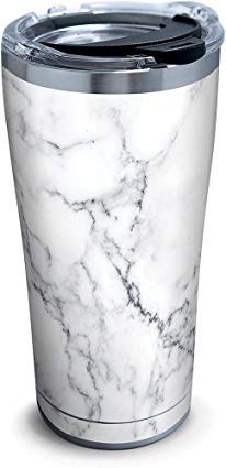 Tervis 1284376 Marble Swirl Stainless Steel Tumbler with Clear and Black Hammer Lid 20oz, Silver