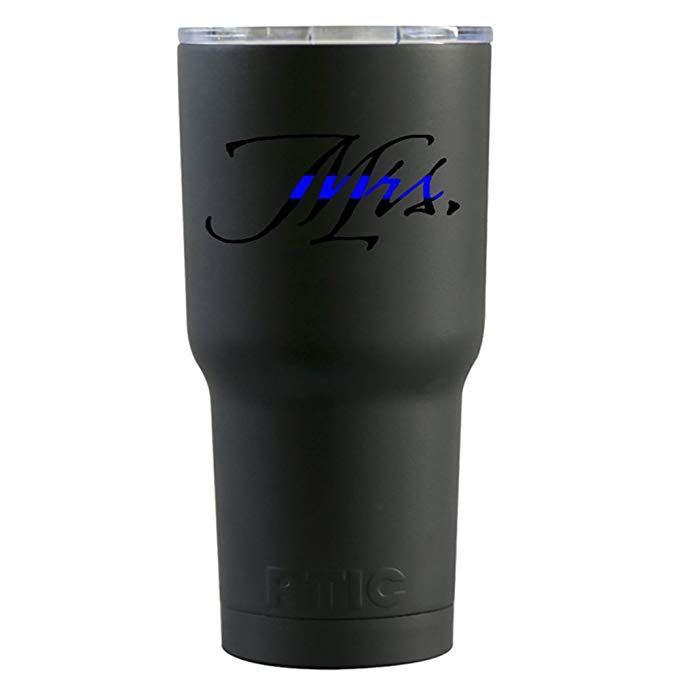 RTIC Mrs Police on Black Matte 30 oz Stainless Steel Tumbler Cup