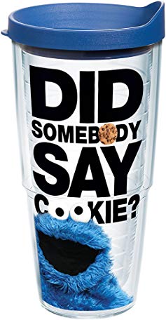 Tervis 1242382 Sesame Street-Did Somebody Say Cookie Insulated Tumbler with Wrap and Blue Lid, 24oz, Clear