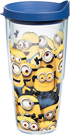 Tervis 1187004 Despicable Me - Mass Tumbler with Wrap and Blue Lid 24oz, Clear