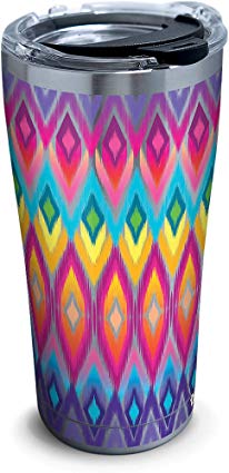 Tervis 1284366 Bright Jewel Print Stainless Steel Tumbler with Clear and Black Hammer Lid 20oz, Silver