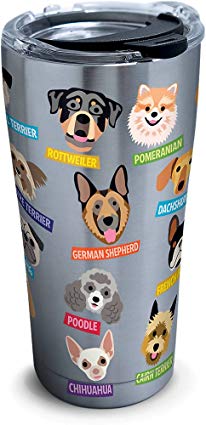 Tervis 1261381 Flat Art - Dogs Stainless Steel Tumbler with Clear and Black Hammer Lid 20oz, Silver