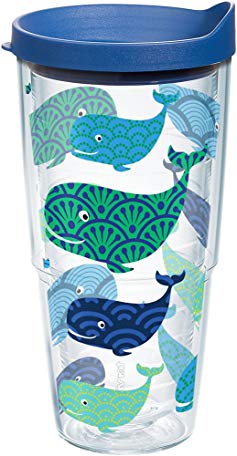 Tervis 1154230 Whale Insulated Tumbler with Wrap and Blue Lid, 24 oz, Clear