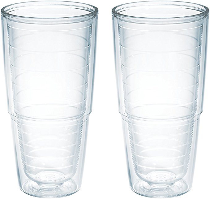 Tervis 1001833 Clear & Colorful Insulated Tumbler 2 Pack - Boxed 24oz, Clear