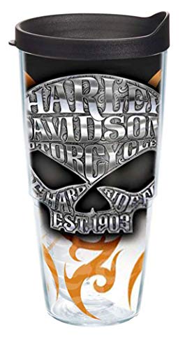 Harley-Davidson Mens Chrome Willie G Skull Wrap Tervis Tumbler -24 oz. Cup