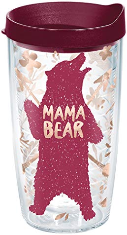 Tervis 1289208 Standing Mama Bear Tumbler with Wrap and Maroon Lid 16oz, Clear