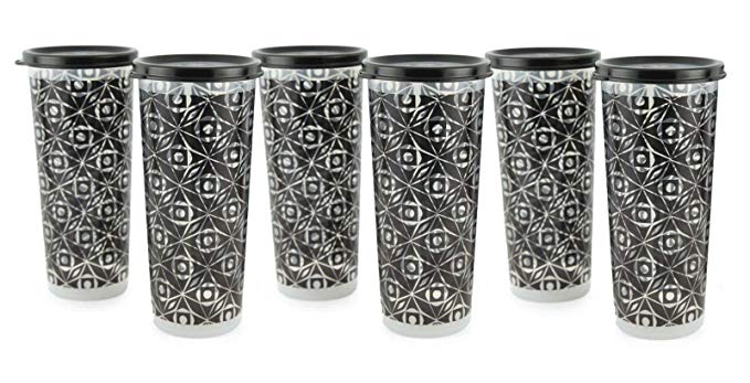 Tupperware Geo Illumina Tumblers Set of 6 in Black and Clear Colors