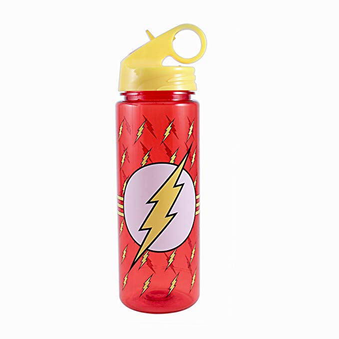 Silver Buffalo FL0464 DC Comics The Flash All Over Logo Tritan Water Bottle, 20-Ounces