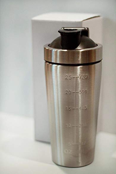 Stainless Steel Protein Shaker-Wells National Fitness-Mixer Ball Included-Best Deal on the Market| Easy to close hard to spill| BPA Free| Leakproof| FREE Mixer Ball Included-25oz