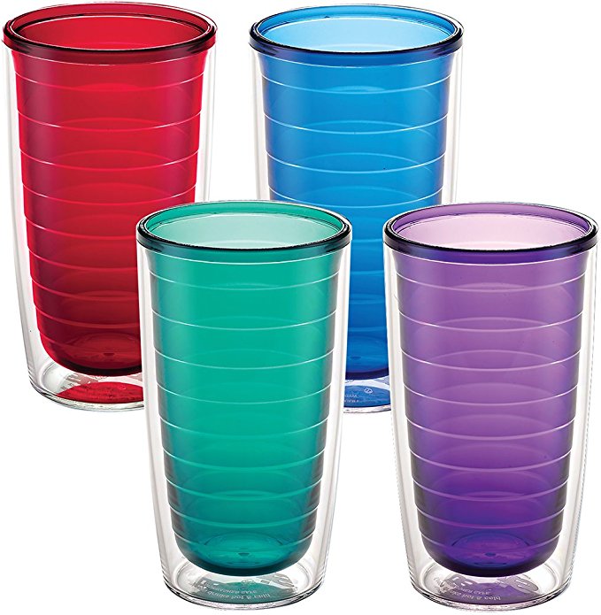 Tervis 1037267 Clear & Colorful Insulated Tumbler 4 Pack - Boxed 16oz, Assorted