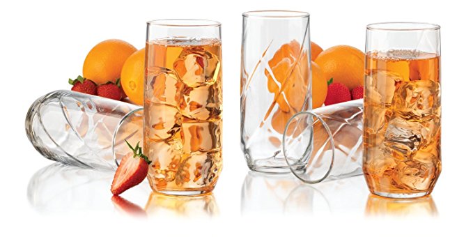 Libbey Diamond Swirl 12-Piece Glassware Set, 16-Ounce, Clear