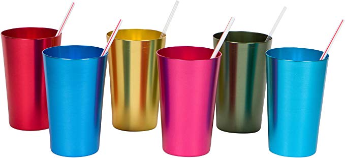 18 oz. Retro Aluminum Tumblers - 6 cups - By Trademark Innovations (Assorted Colors)