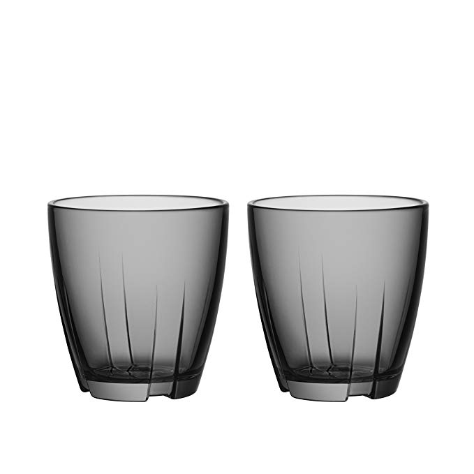 Kosta Boda Bruk 6.6 Ounce Tumbler Pair, Smoke Grey, Small