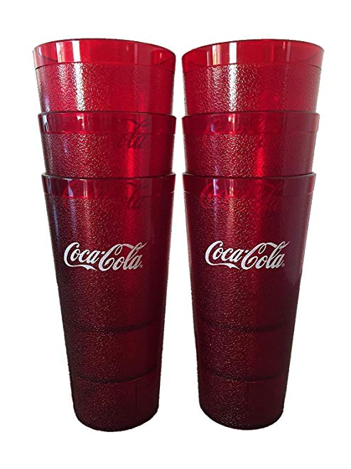 New (6) Coke Coca Cola Restaurant Red Plastic Tumblers Cups 20 oz Carlisle