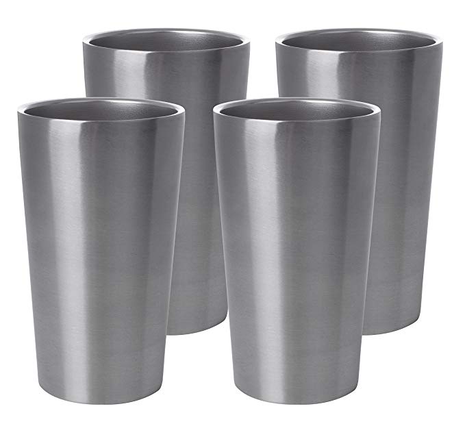 Maxam KTUMB4 4 Piece Double Wall Stainless Steel Tumbler Set, 13 oz, NA