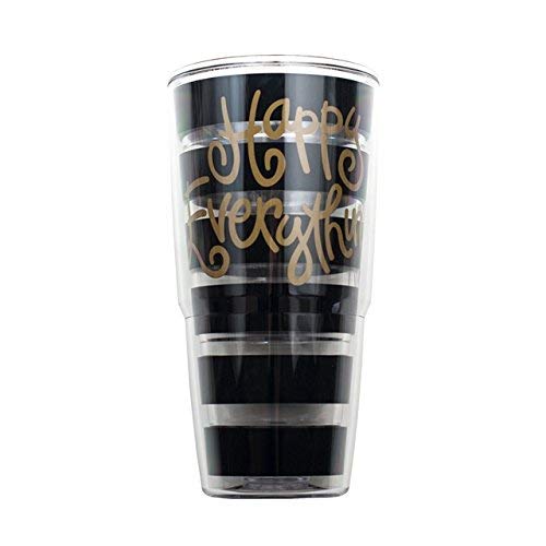 Coton Colors Decorative Happy Everything Black Stripe Tervis Tumbler, 24 oz