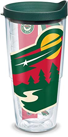 Tervis 1105373 NHL Minnesota Wild Colossal Tumbler with Wrap and Hunter Green Lid 24oz, Clear